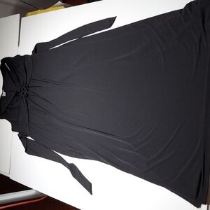 Motherhood Maternity Sleeveless V-Neck Maxi Dress w/ Tie Waist Black  XL